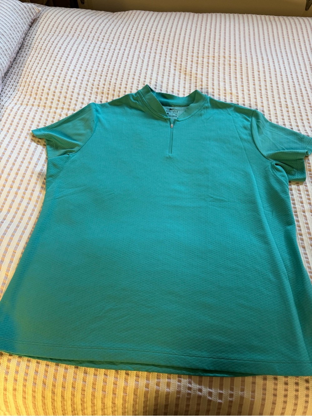 Nike Teal Dri-FIT Short Sleeve Zip Top